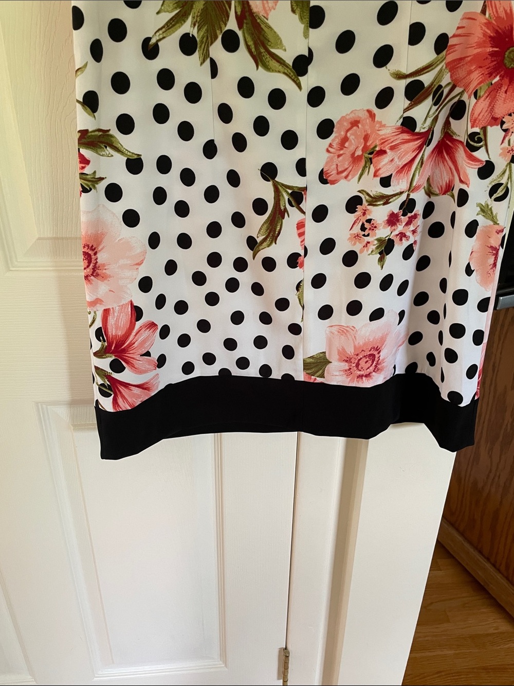 Alyx White Polka Dot Shift Dress with Pink Floral Print - Picture 3 of 6